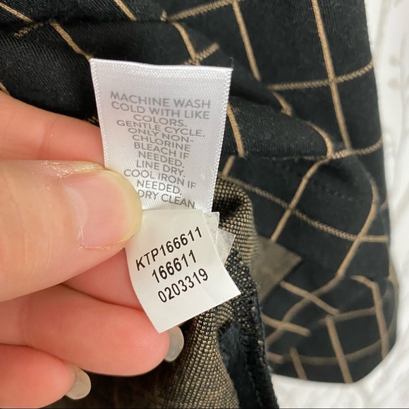 J. JILL Ponte Knit Black Tan Windowpane Grid Boat Neck Tunic Top Medium - Picture 11 of 12